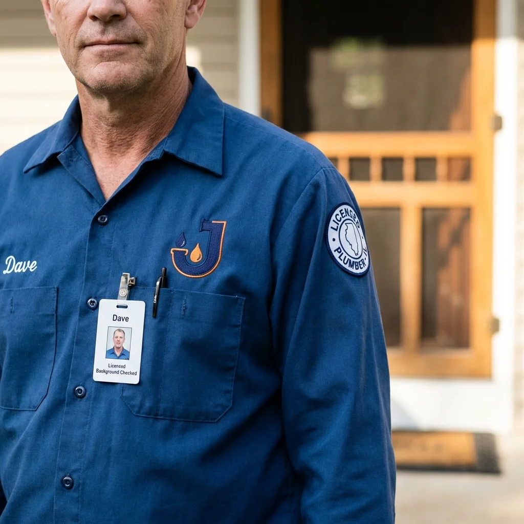 Licensed plumber showing ID badge in Roselle Park, NJ