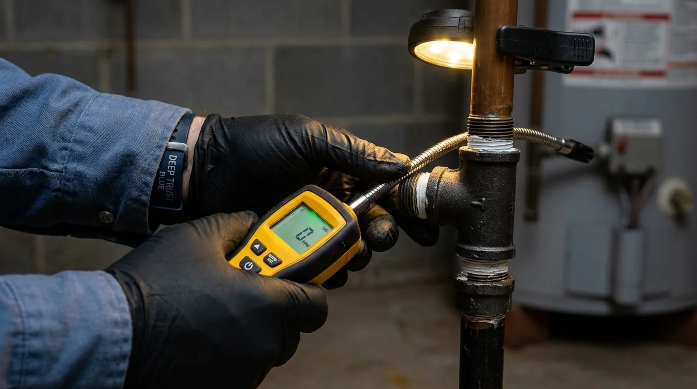 Gas leak detection with electronic sniffer by Johns Plumbing LLC in Roselle Park