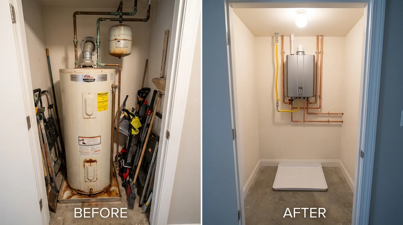 Tank water heater versus wall-mounted tankless unit comparison for Roselle Park, NJ homeowners